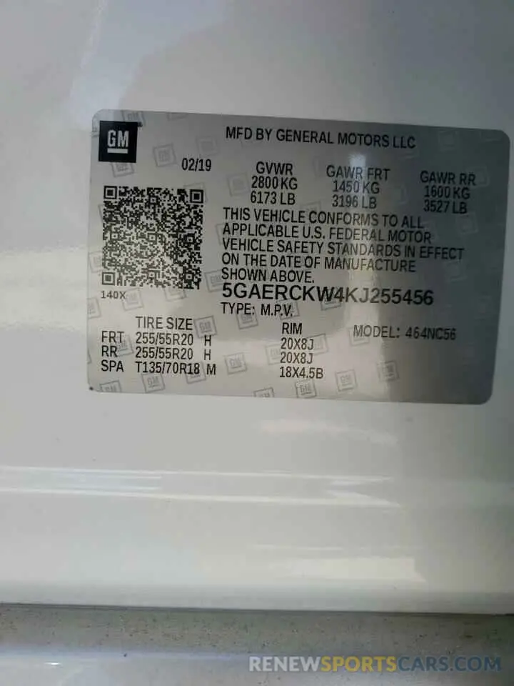 15 Photograph of a damaged car 5GAERCKW4KJ255456 BUICK ENCLAVE 2019