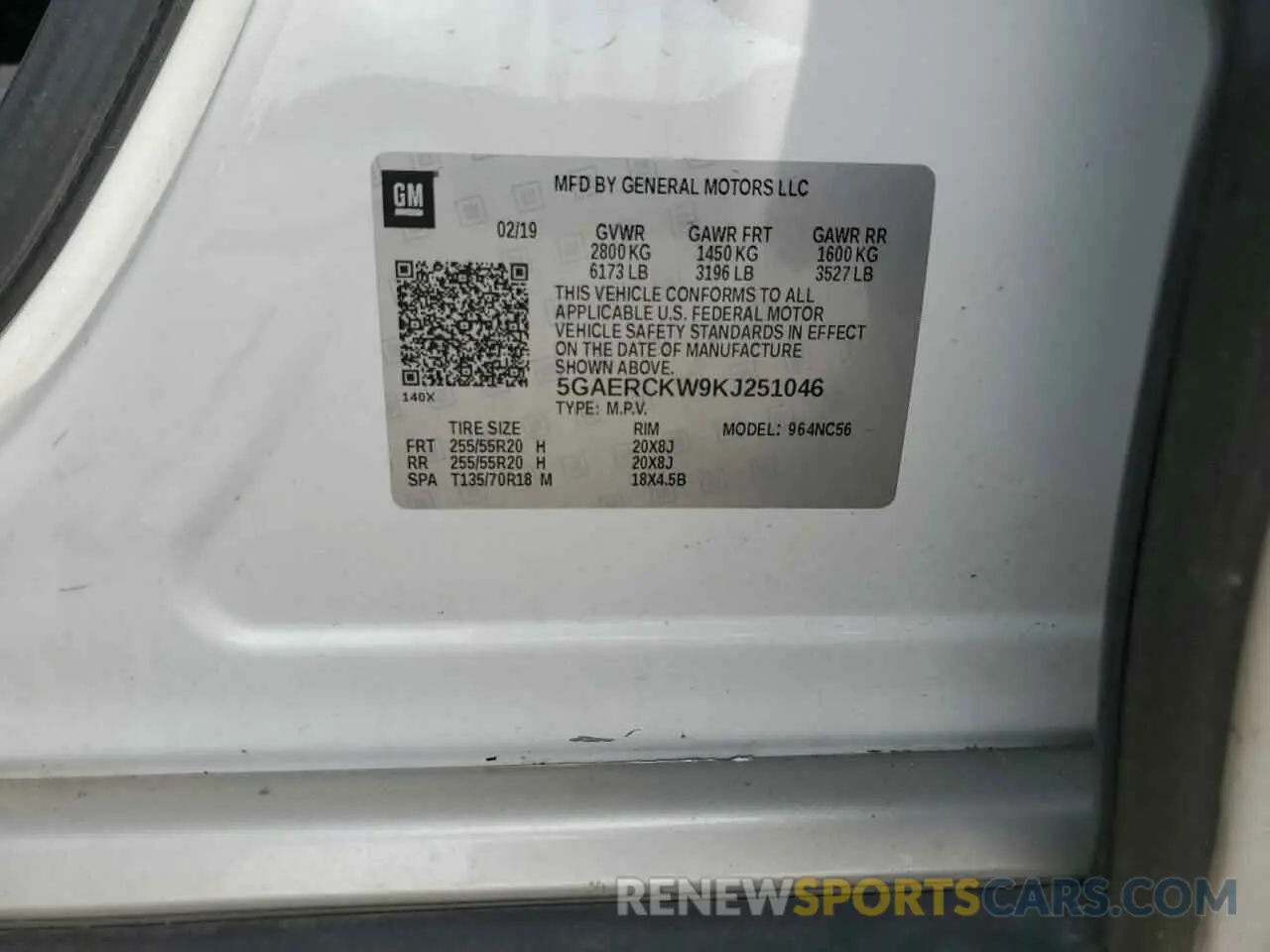 13 Photograph of a damaged car 5GAERCKW9KJ251046 BUICK ENCLAVE 2019