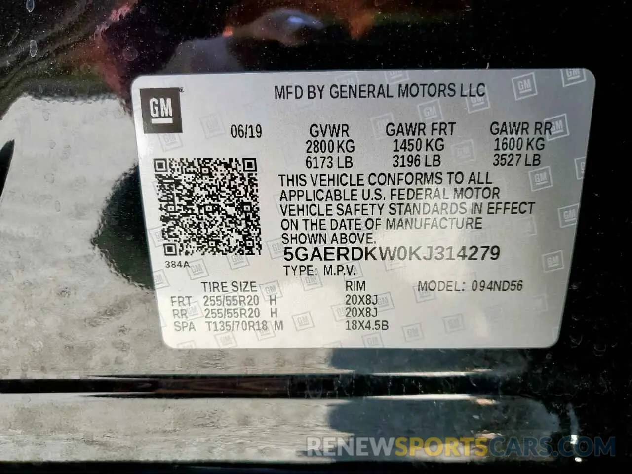 13 Photograph of a damaged car 5GAERDKW0KJ314279 BUICK ENCLAVE 2019