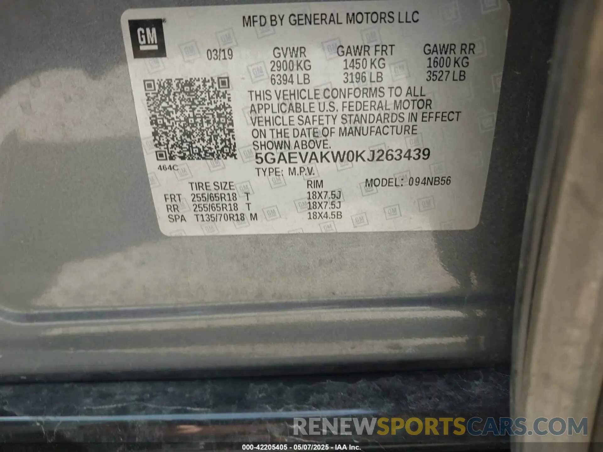 9 Photograph of a damaged car 5GAEVAKW0KJ263439 BUICK ENCLAVE 2019