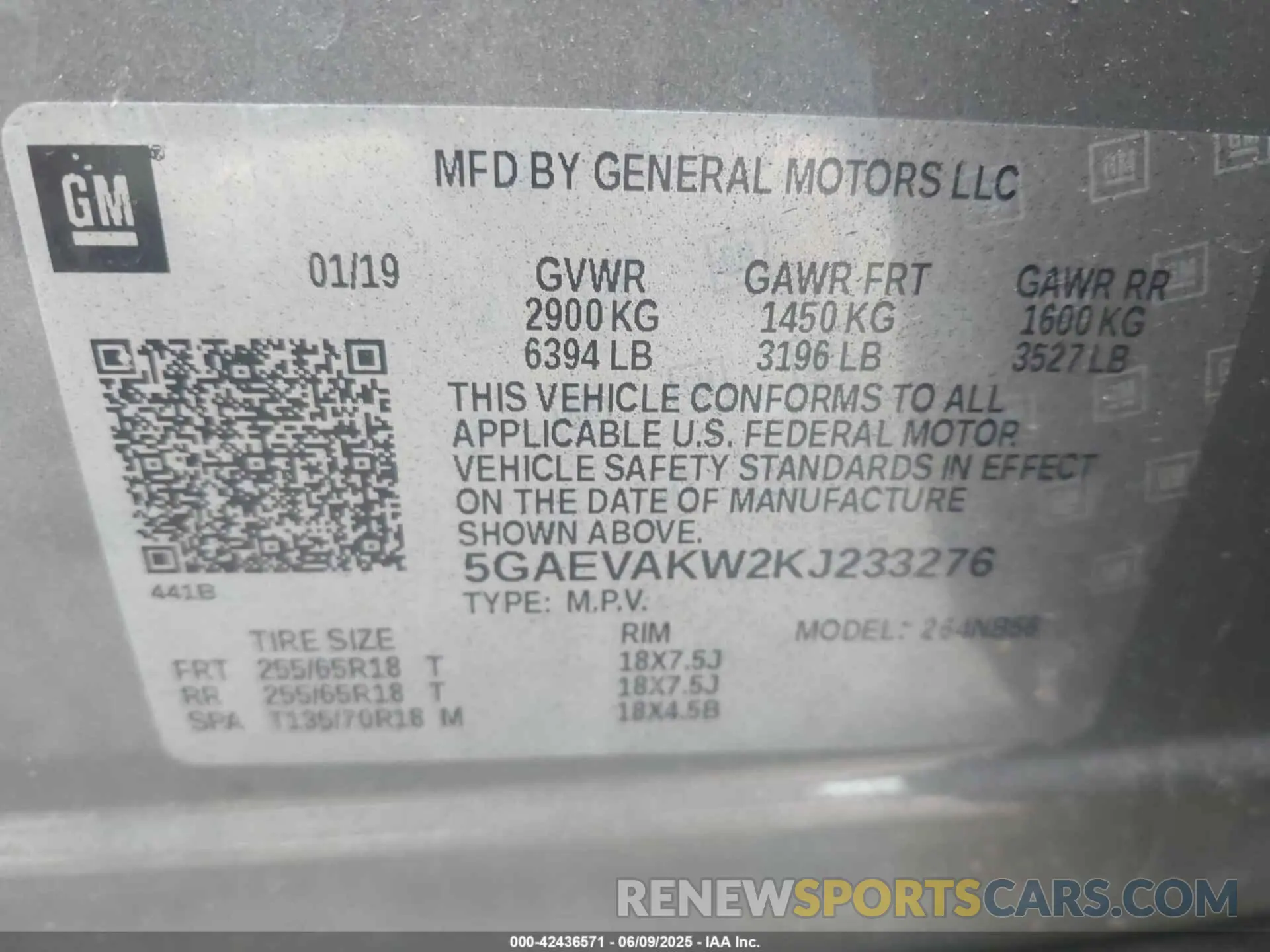 9 Photograph of a damaged car 5GAEVAKW2KJ233276 BUICK ENCLAVE 2019