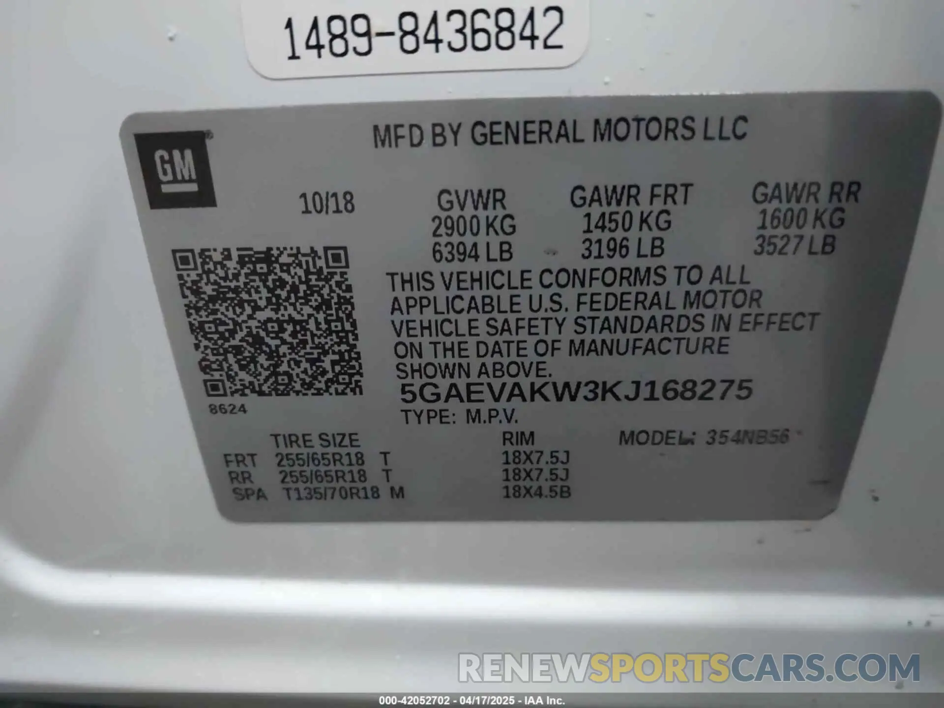 9 Photograph of a damaged car 5GAEVAKW3KJ168275 BUICK ENCLAVE 2019