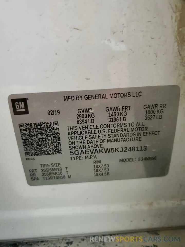 14 Photograph of a damaged car 5GAEVAKW5KJ248113 BUICK ENCLAVE 2019