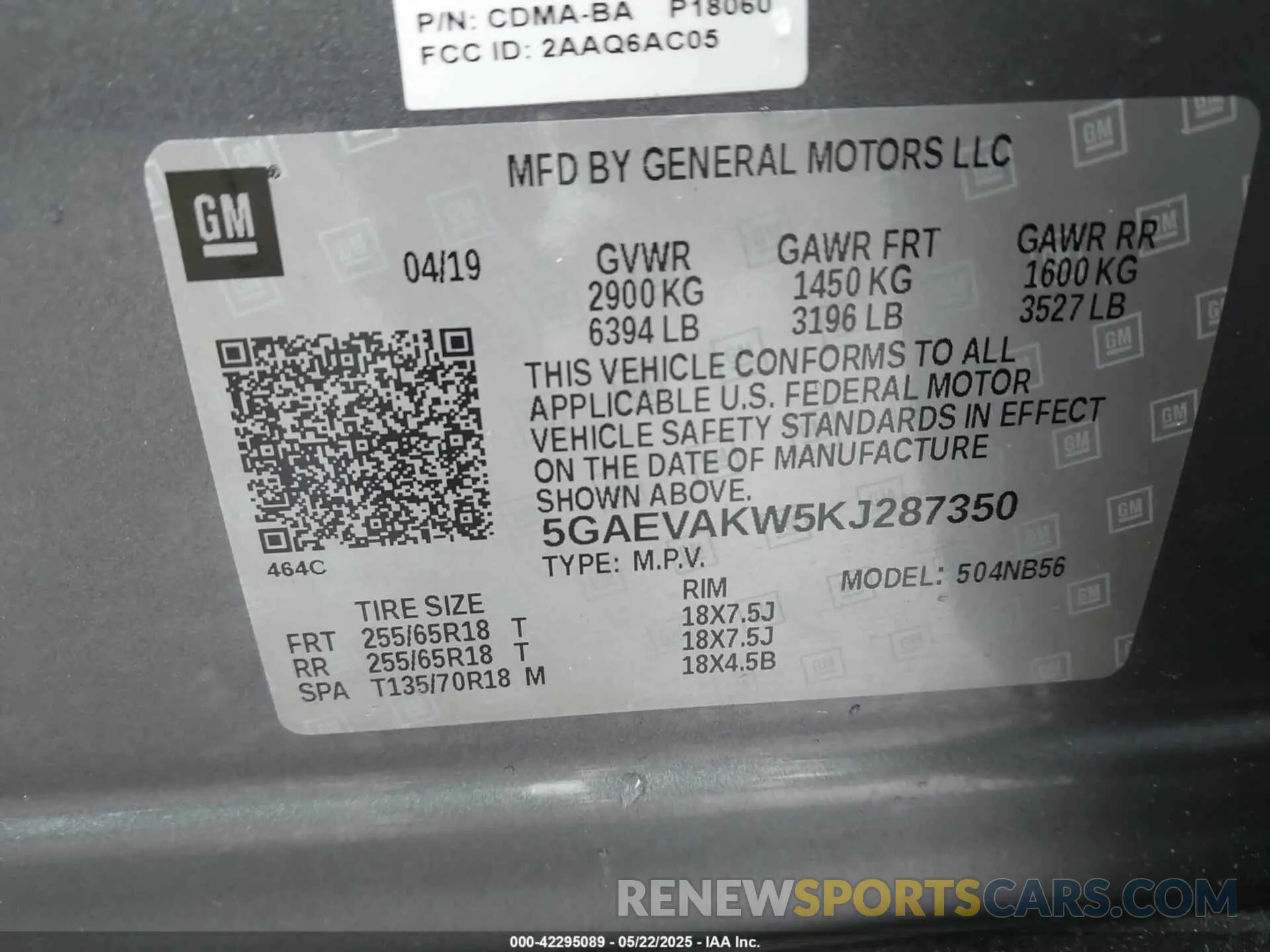 9 Photograph of a damaged car 5GAEVAKW5KJ287350 BUICK ENCLAVE 2019