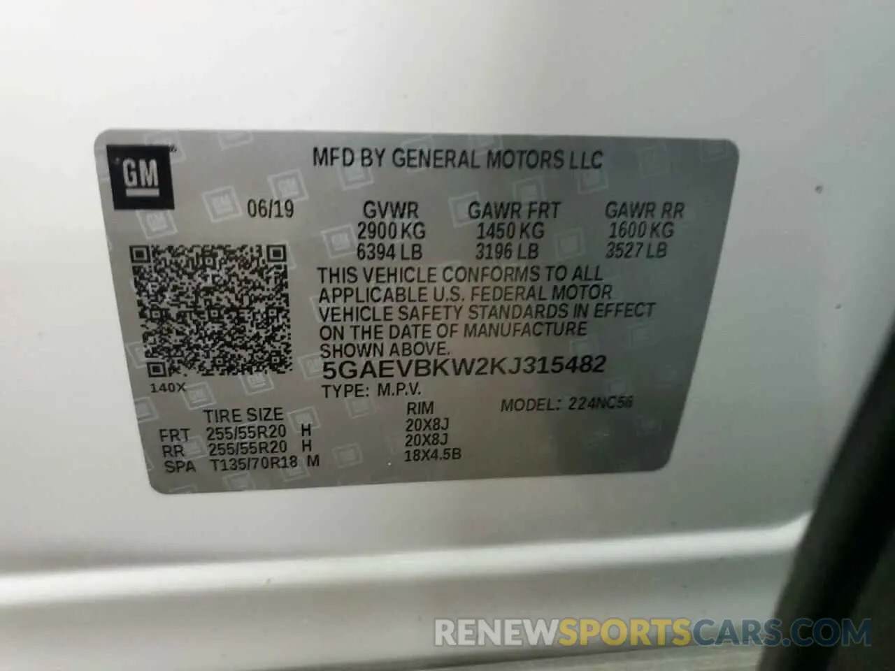 13 Photograph of a damaged car 5GAEVBKW2KJ315482 BUICK ENCLAVE 2019