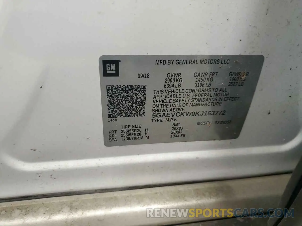 13 Photograph of a damaged car 5GAEVCKW9KJ163772 BUICK ENCLAVE 2019