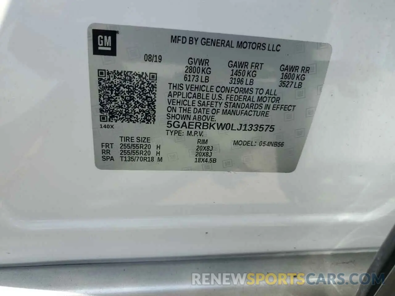 13 Photograph of a damaged car 5GAERBKW0LJ133575 BUICK ENCLAVE 2020