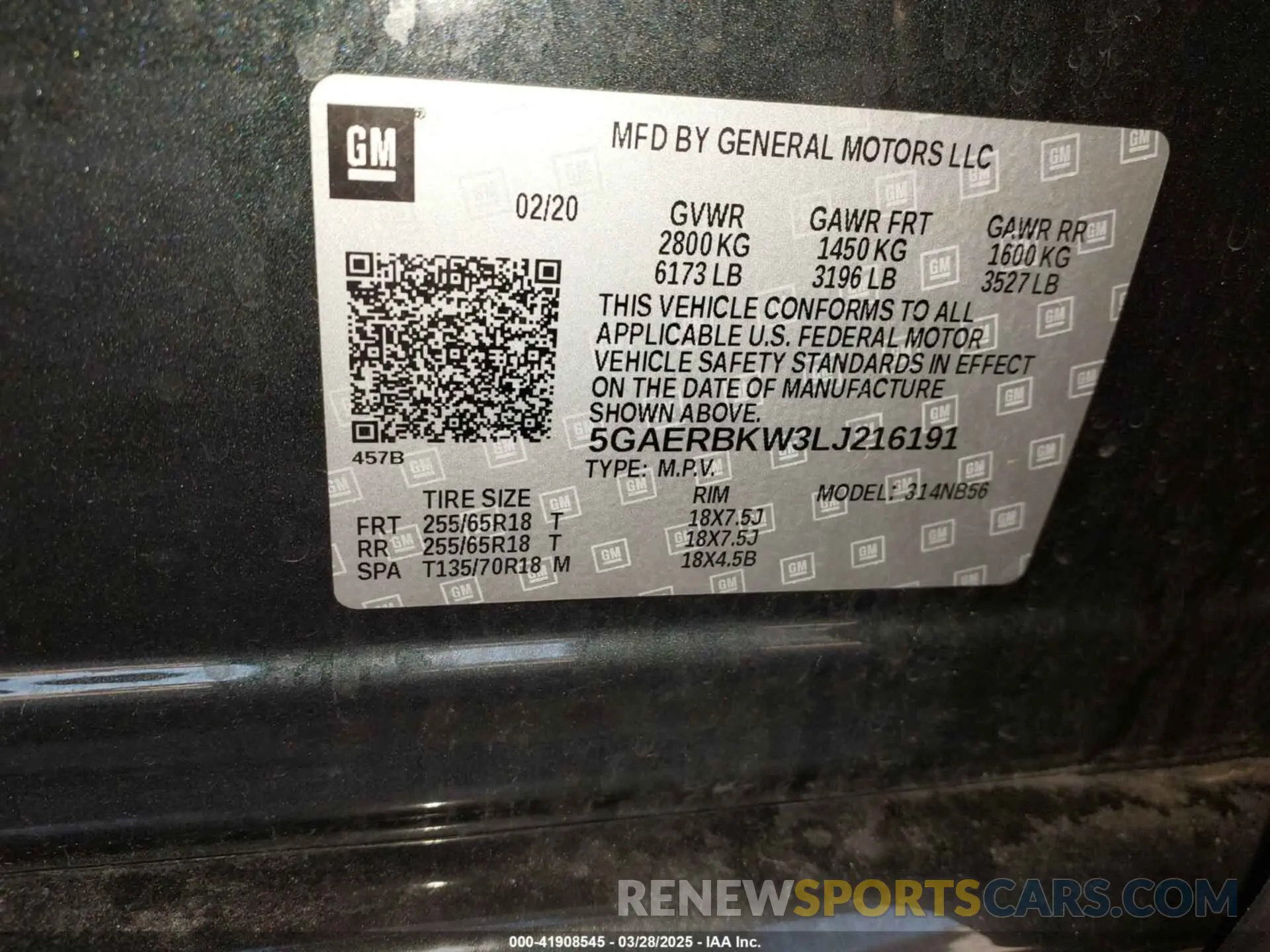 9 Photograph of a damaged car 5GAERBKW3LJ216191 BUICK ENCLAVE 2020
