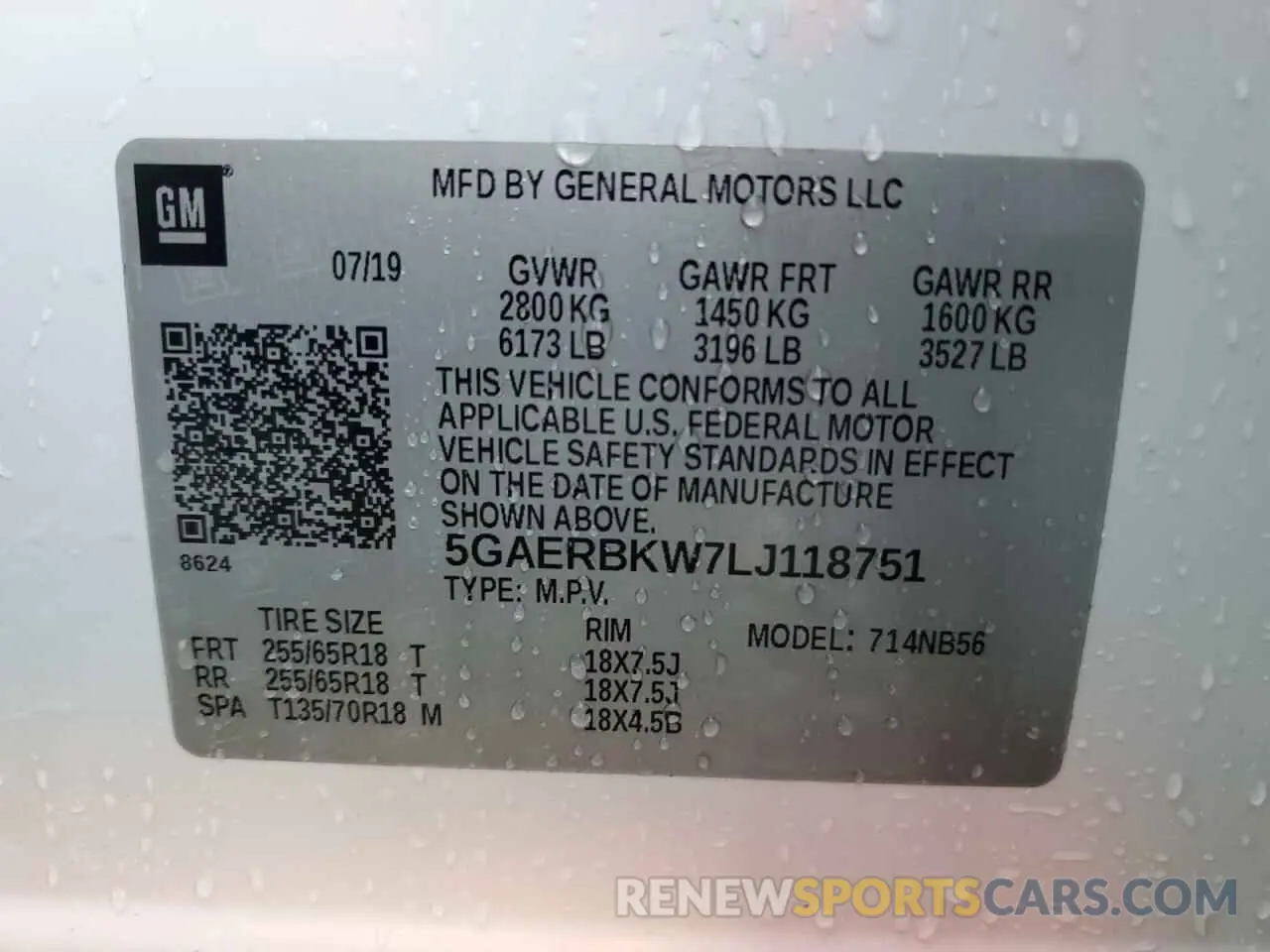 14 Photograph of a damaged car 5GAERBKW7LJ118751 BUICK ENCLAVE 2020