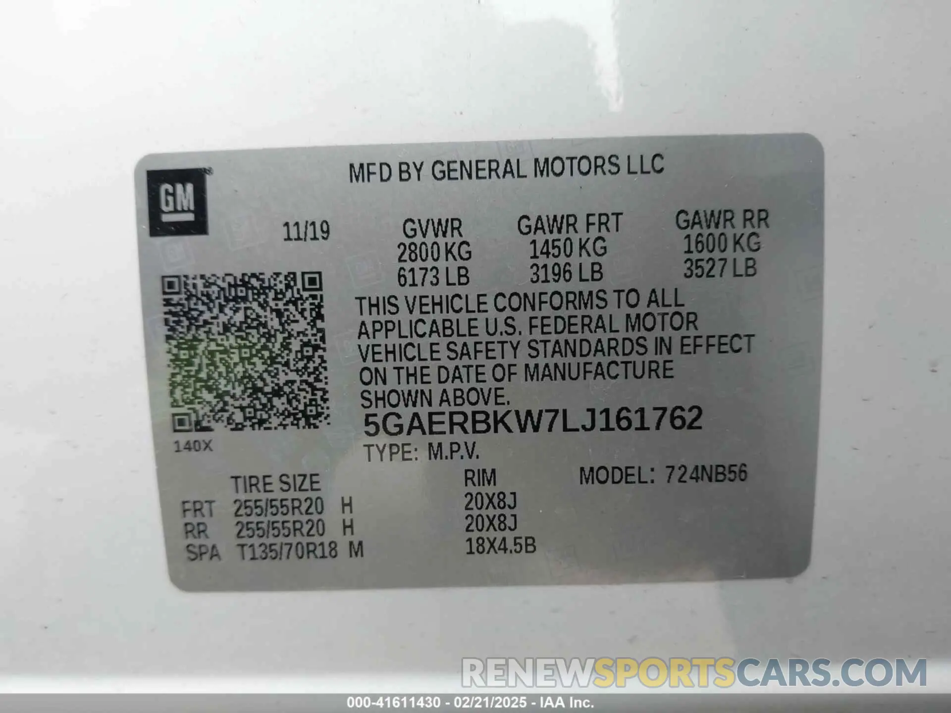 9 Photograph of a damaged car 5GAERBKW7LJ161762 BUICK ENCLAVE 2020