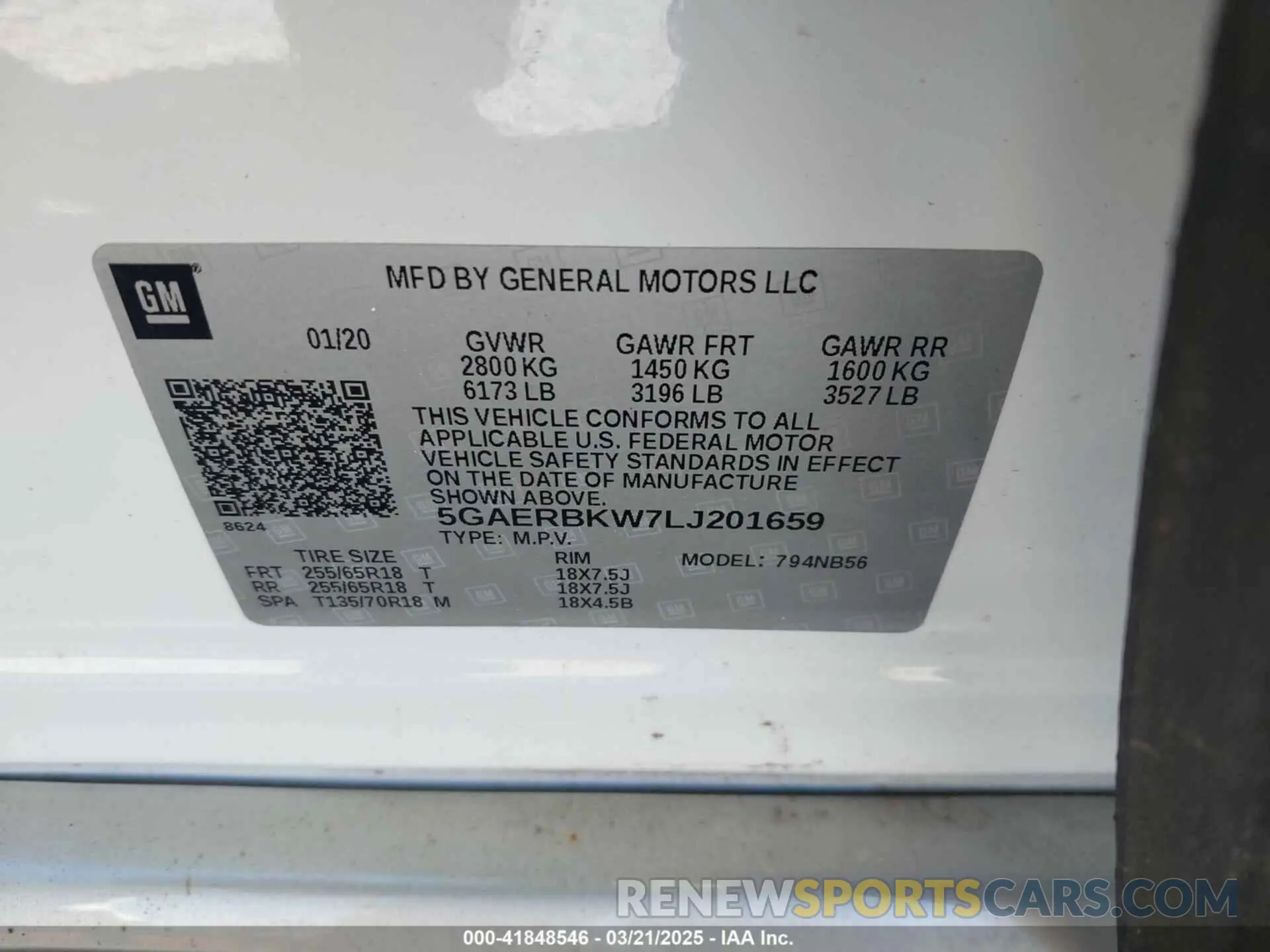 9 Photograph of a damaged car 5GAERBKW7LJ201659 BUICK ENCLAVE 2020