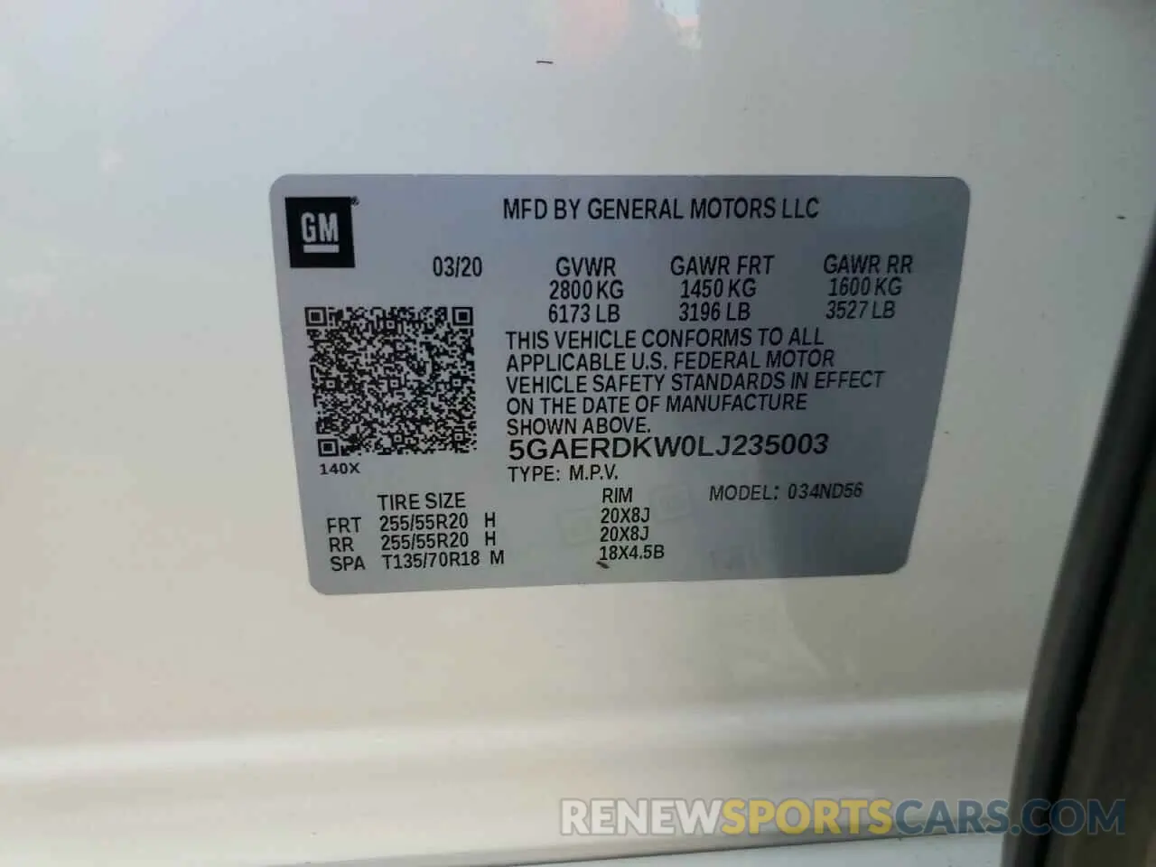 13 Photograph of a damaged car 5GAERDKW0LJ235003 BUICK ENCLAVE 2020