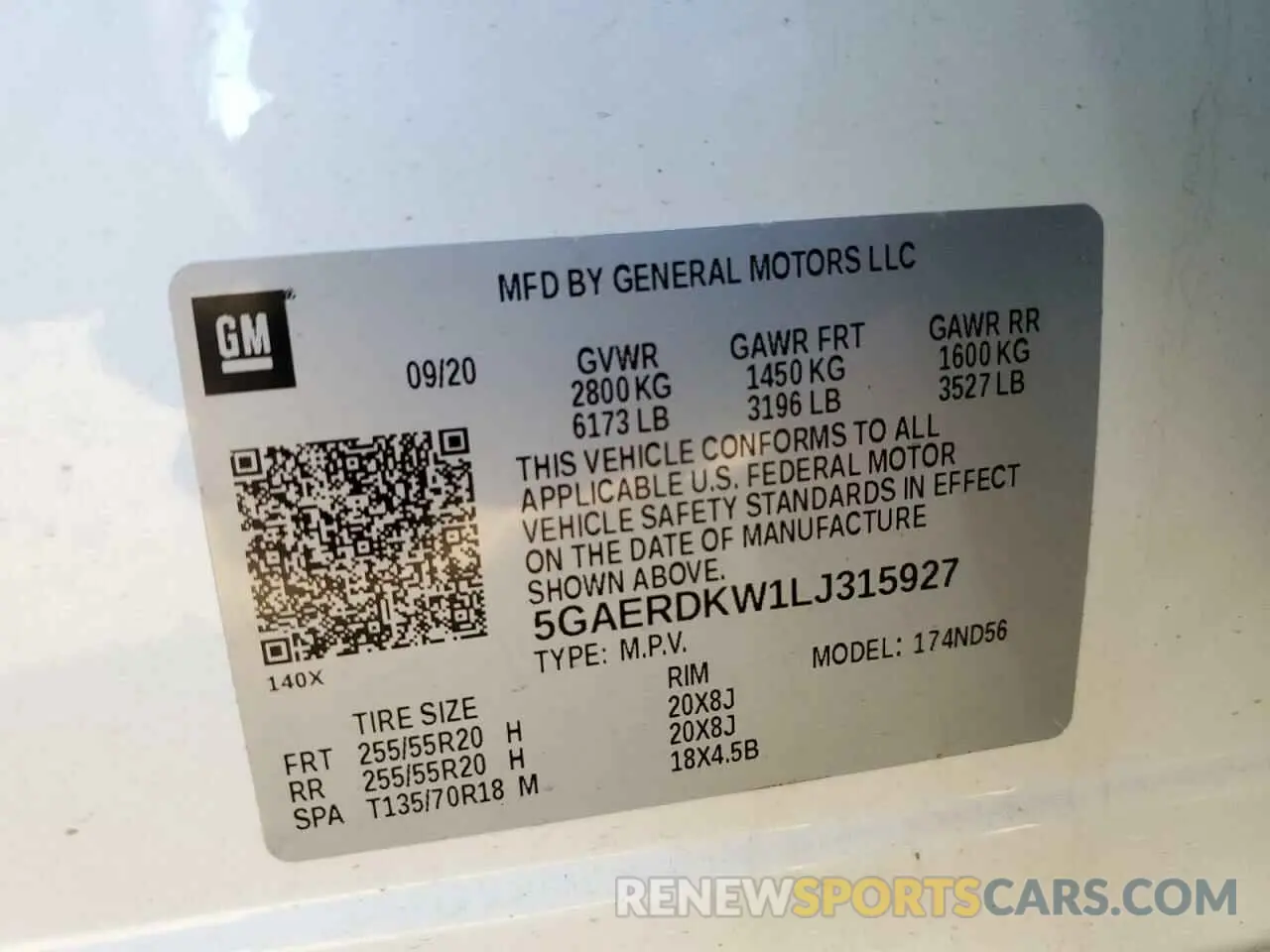 15 Photograph of a damaged car 5GAERDKW1LJ315927 BUICK ENCLAVE 2020