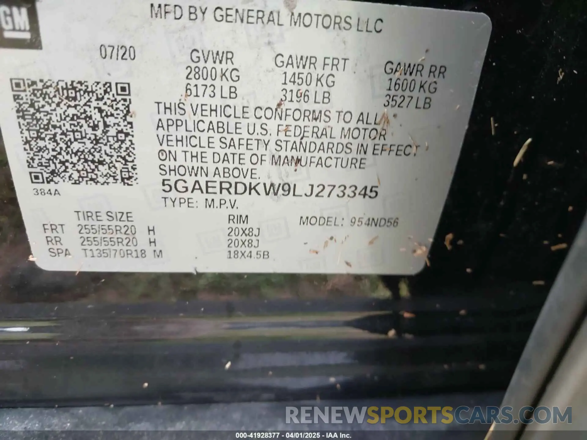 9 Photograph of a damaged car 5GAERDKW9LJ273345 BUICK ENCLAVE 2020
