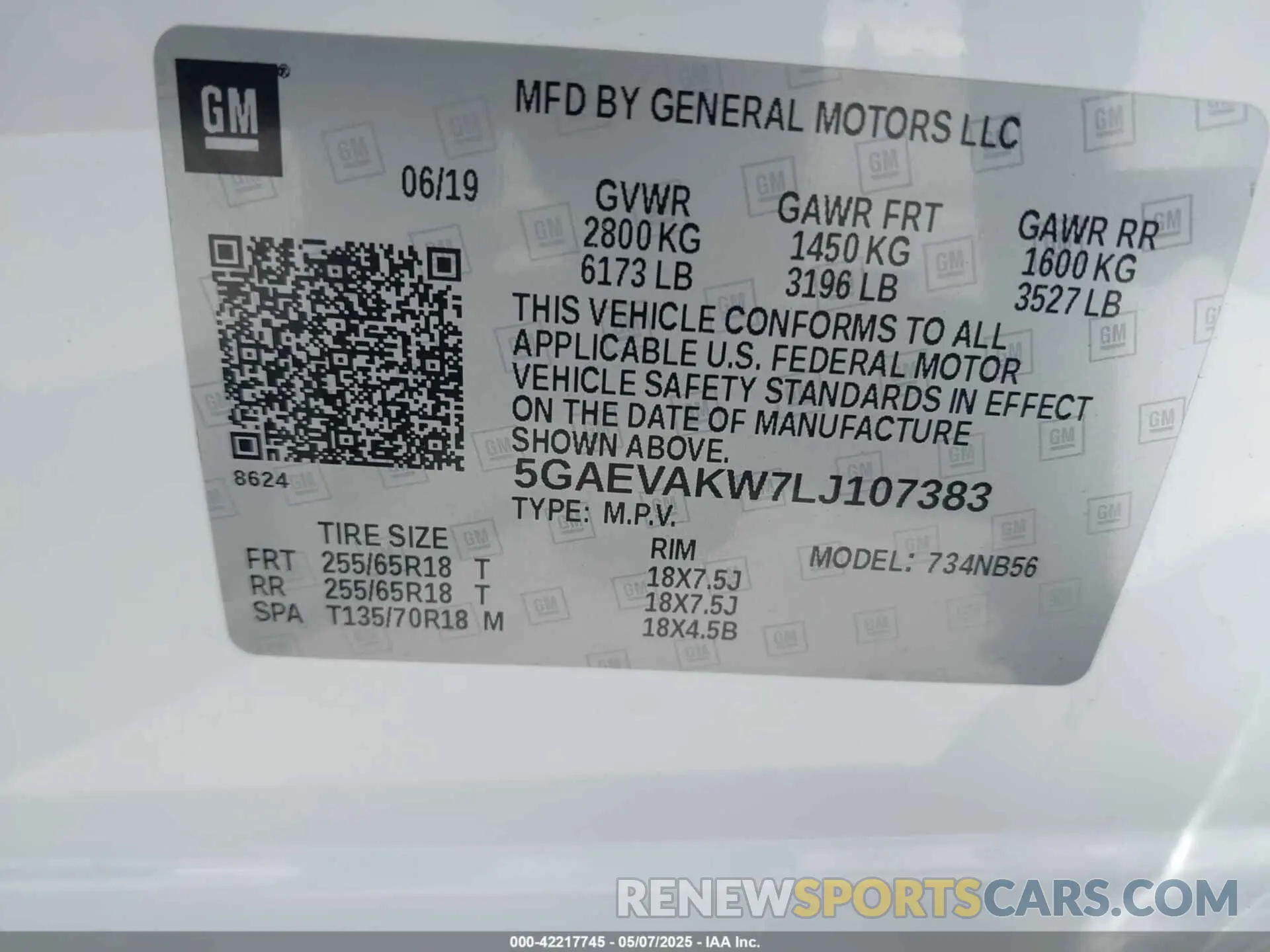 9 Photograph of a damaged car 5GAEVAKW7LJ107383 BUICK ENCLAVE 2020