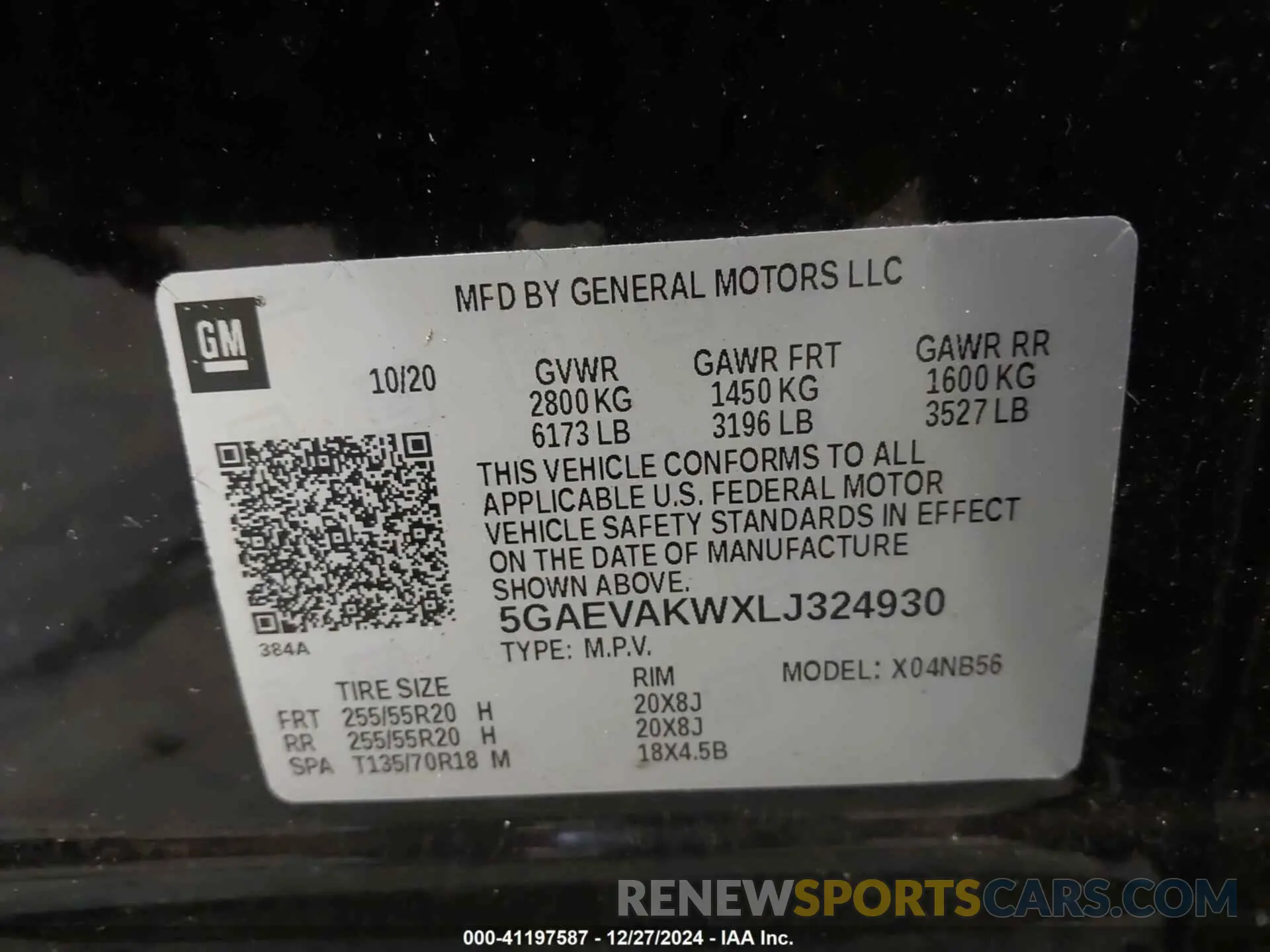 9 Photograph of a damaged car 5GAEVAKWXLJ324930 BUICK ENCLAVE 2020