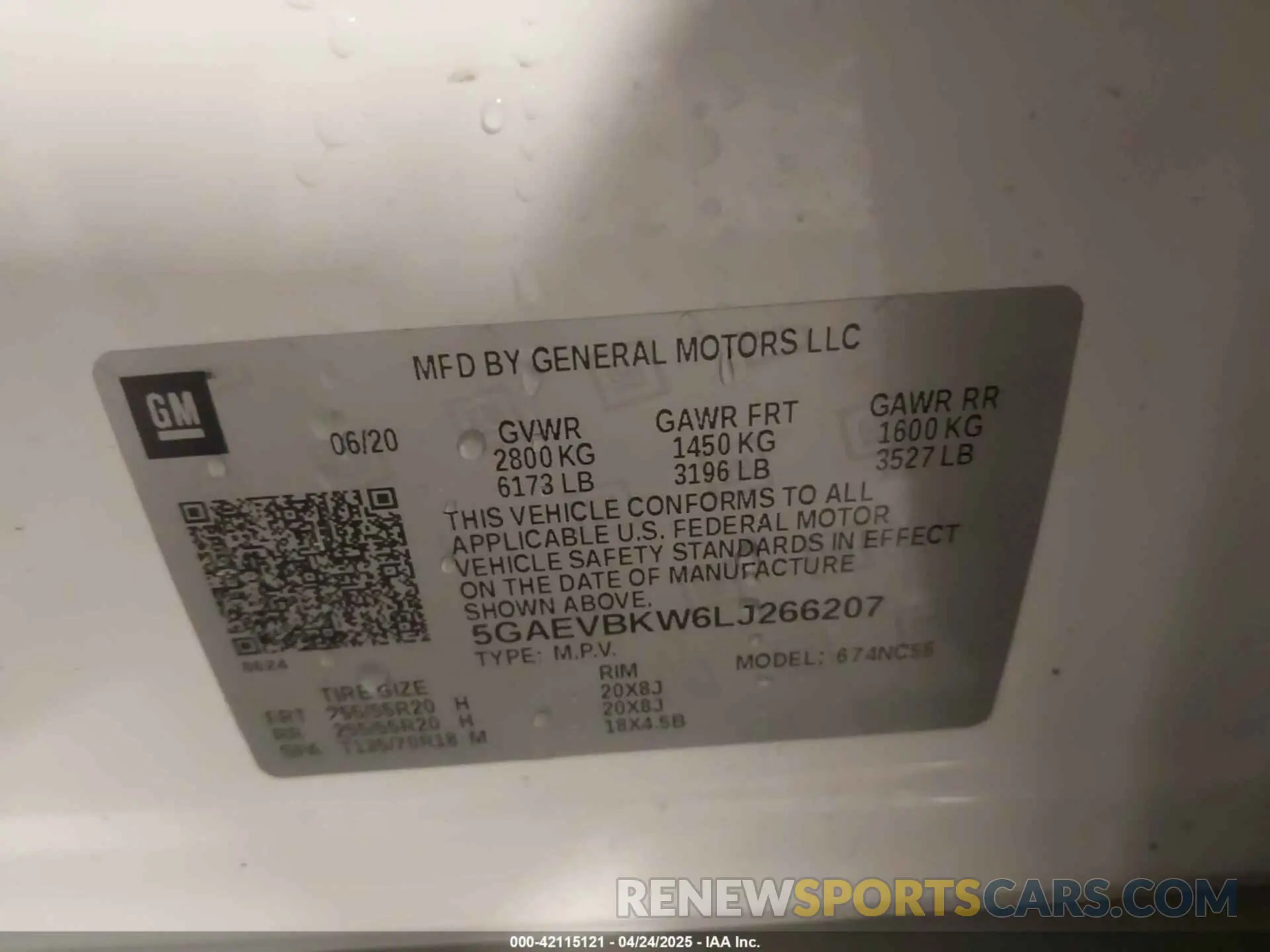 9 Photograph of a damaged car 5GAEVBKW6LJ266207 BUICK ENCLAVE 2020