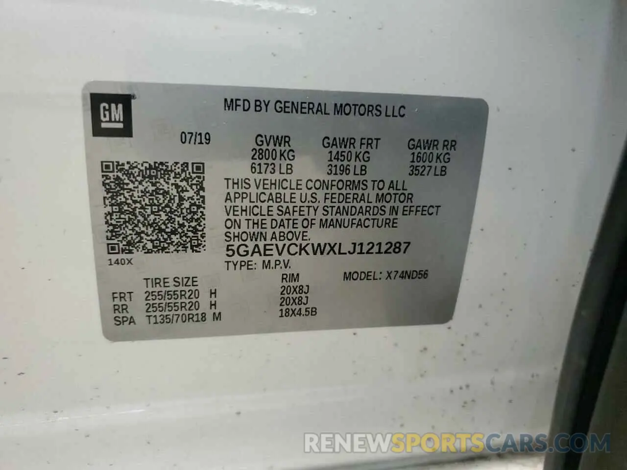14 Photograph of a damaged car 5GAEVCKWXLJ121287 BUICK ENCLAVE 2020
