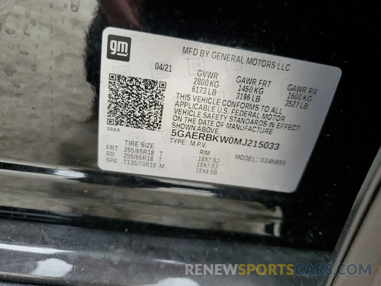 13 Photograph of a damaged car 5GAERBKW0MJ215033 BUICK ENCLAVE 2021