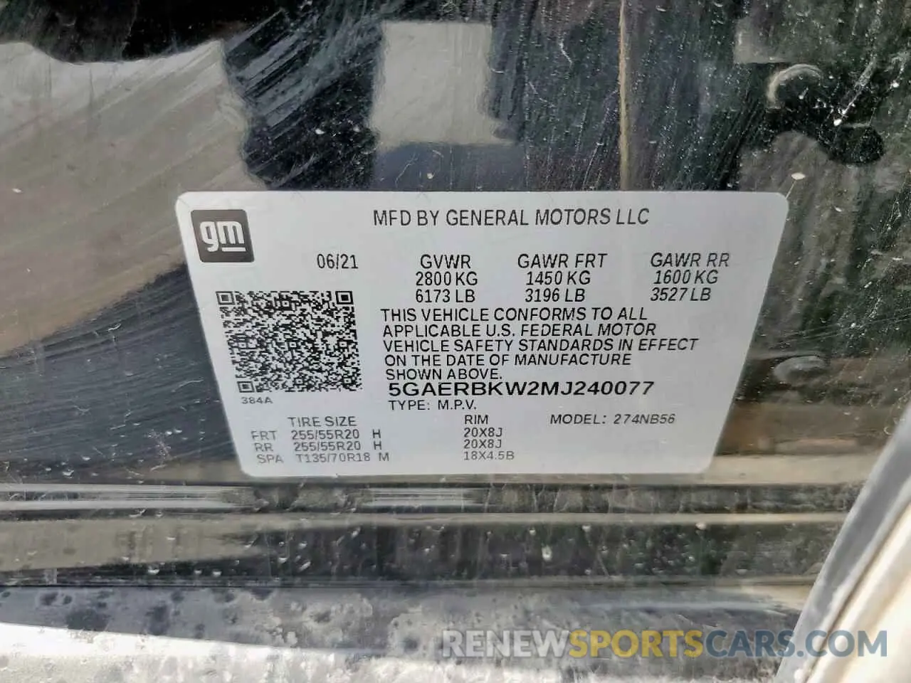 13 Photograph of a damaged car 5GAERBKW2MJ240077 BUICK ENCLAVE 2021