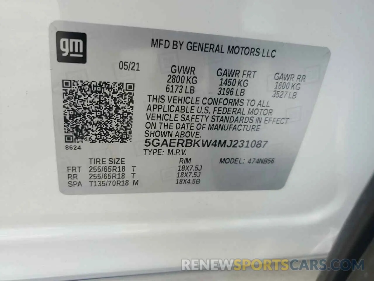 12 Photograph of a damaged car 5GAERBKW4MJ231087 BUICK ENCLAVE 2021