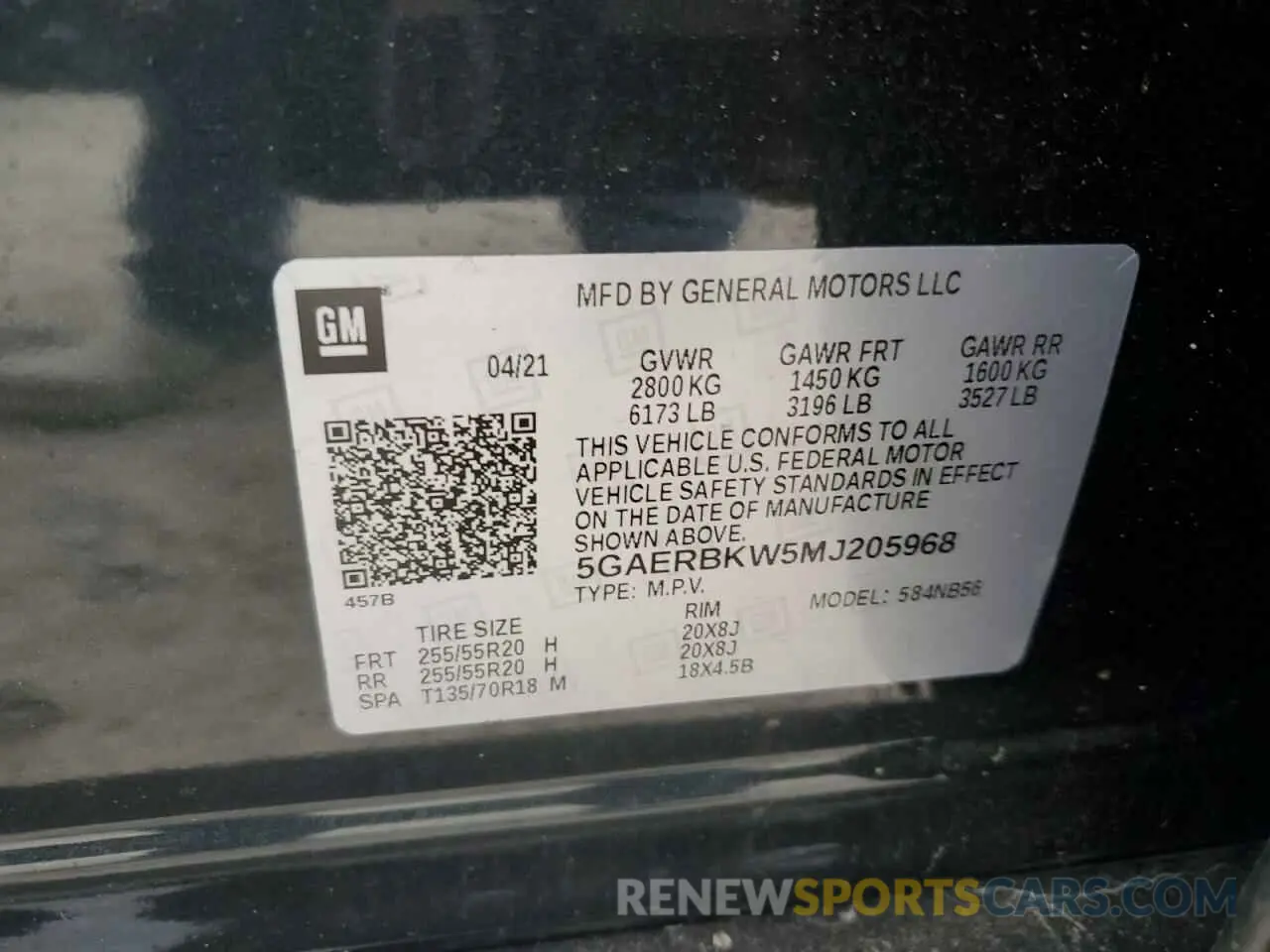 13 Photograph of a damaged car 5GAERBKW5MJ205968 BUICK ENCLAVE 2021