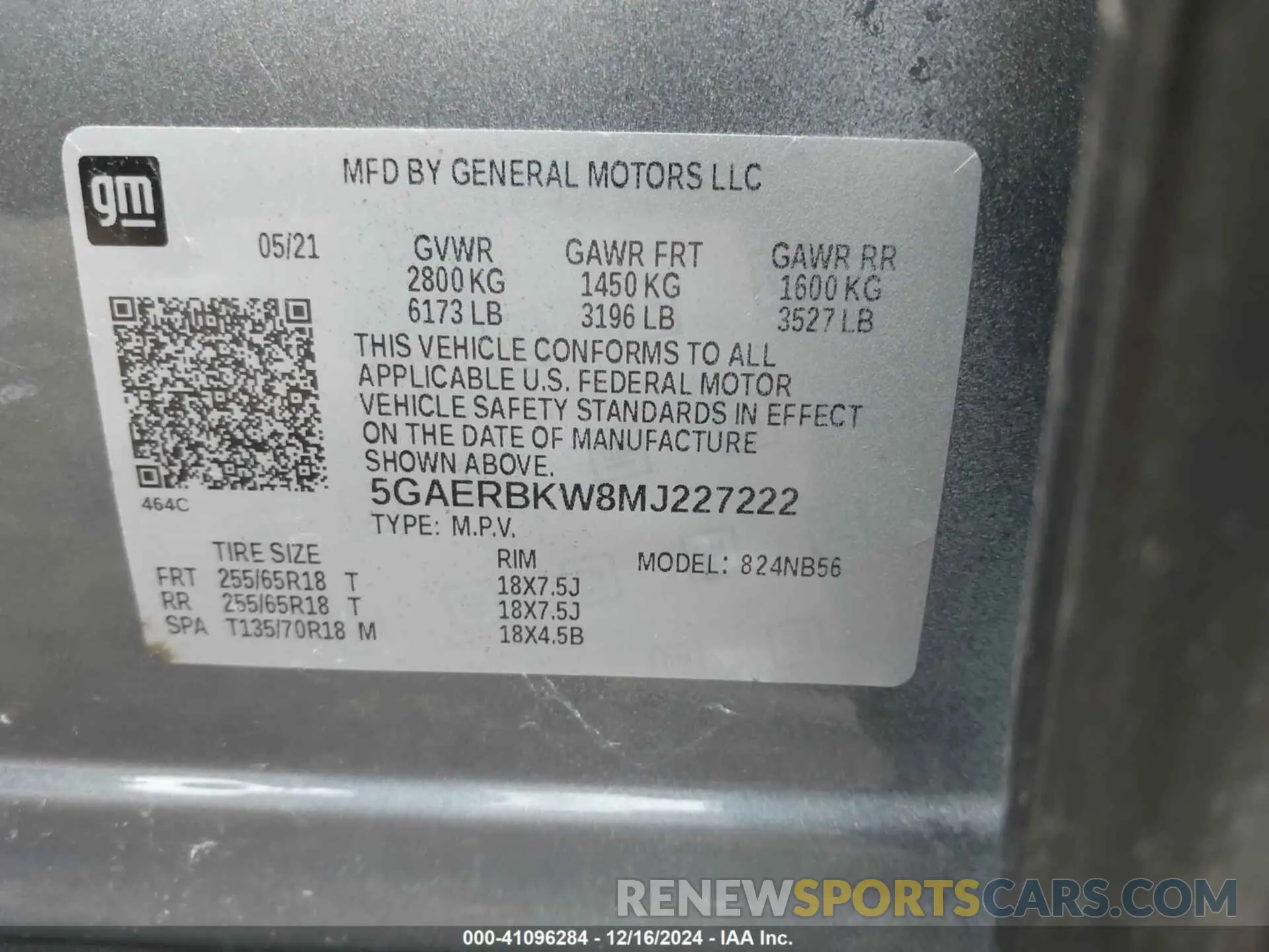 9 Photograph of a damaged car 5GAERBKW8MJ227222 BUICK ENCLAVE 2021