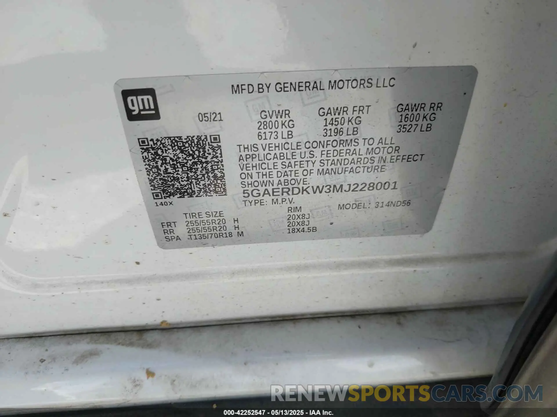 9 Photograph of a damaged car 5GAERDKW3MJ228001 BUICK ENCLAVE 2021