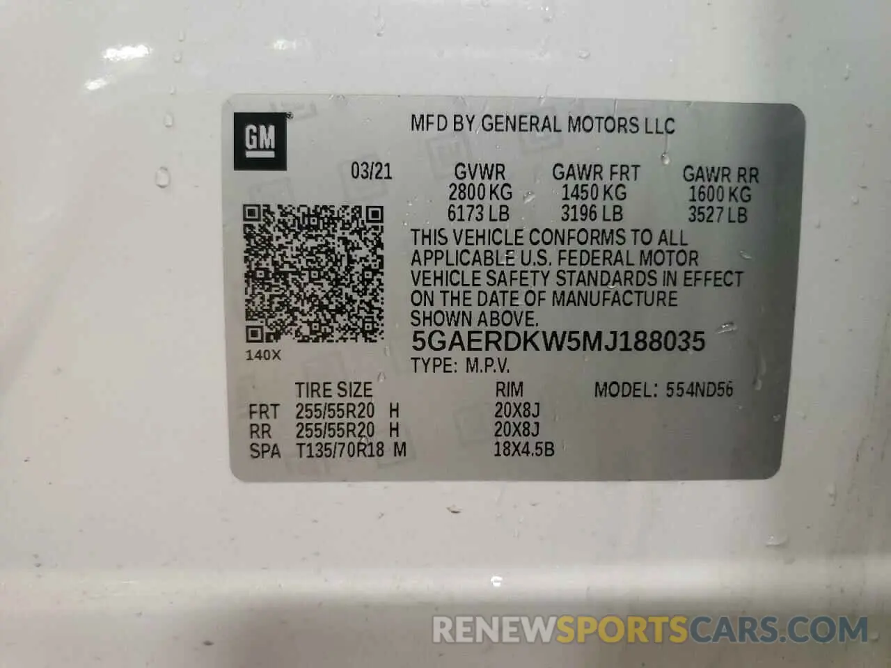 12 Photograph of a damaged car 5GAERDKW5MJ188035 BUICK ENCLAVE 2021