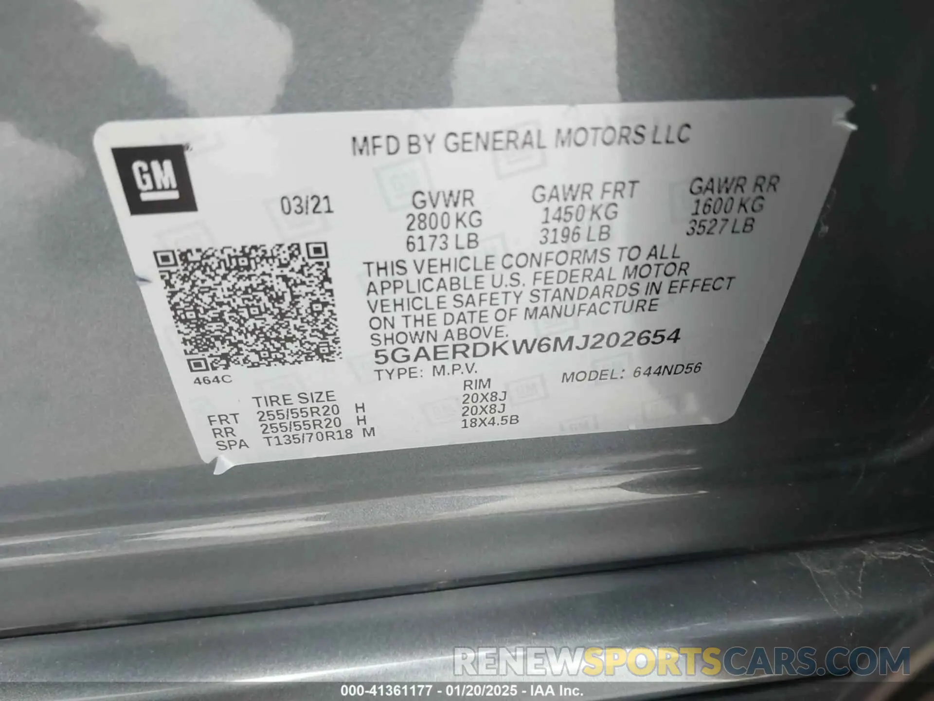 9 Photograph of a damaged car 5GAERDKW6MJ202654 BUICK ENCLAVE 2021