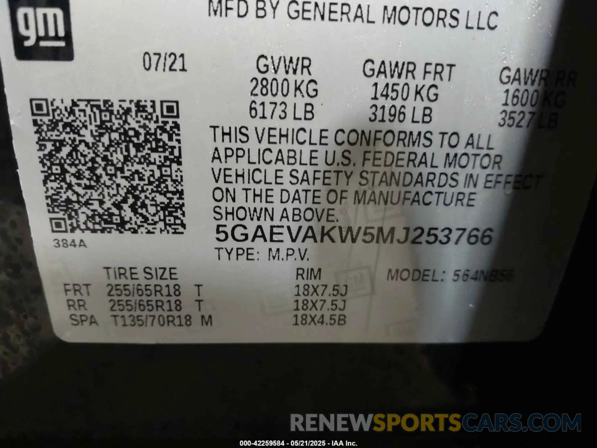 9 Photograph of a damaged car 5GAEVAKW5MJ253766 BUICK ENCLAVE 2021
