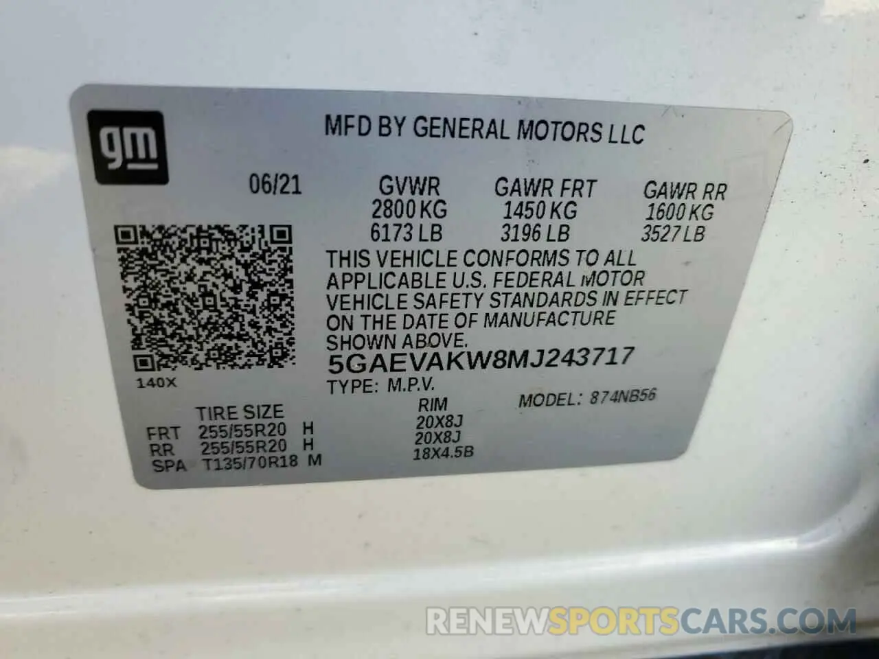 13 Photograph of a damaged car 5GAEVAKW8MJ243717 BUICK ENCLAVE 2021