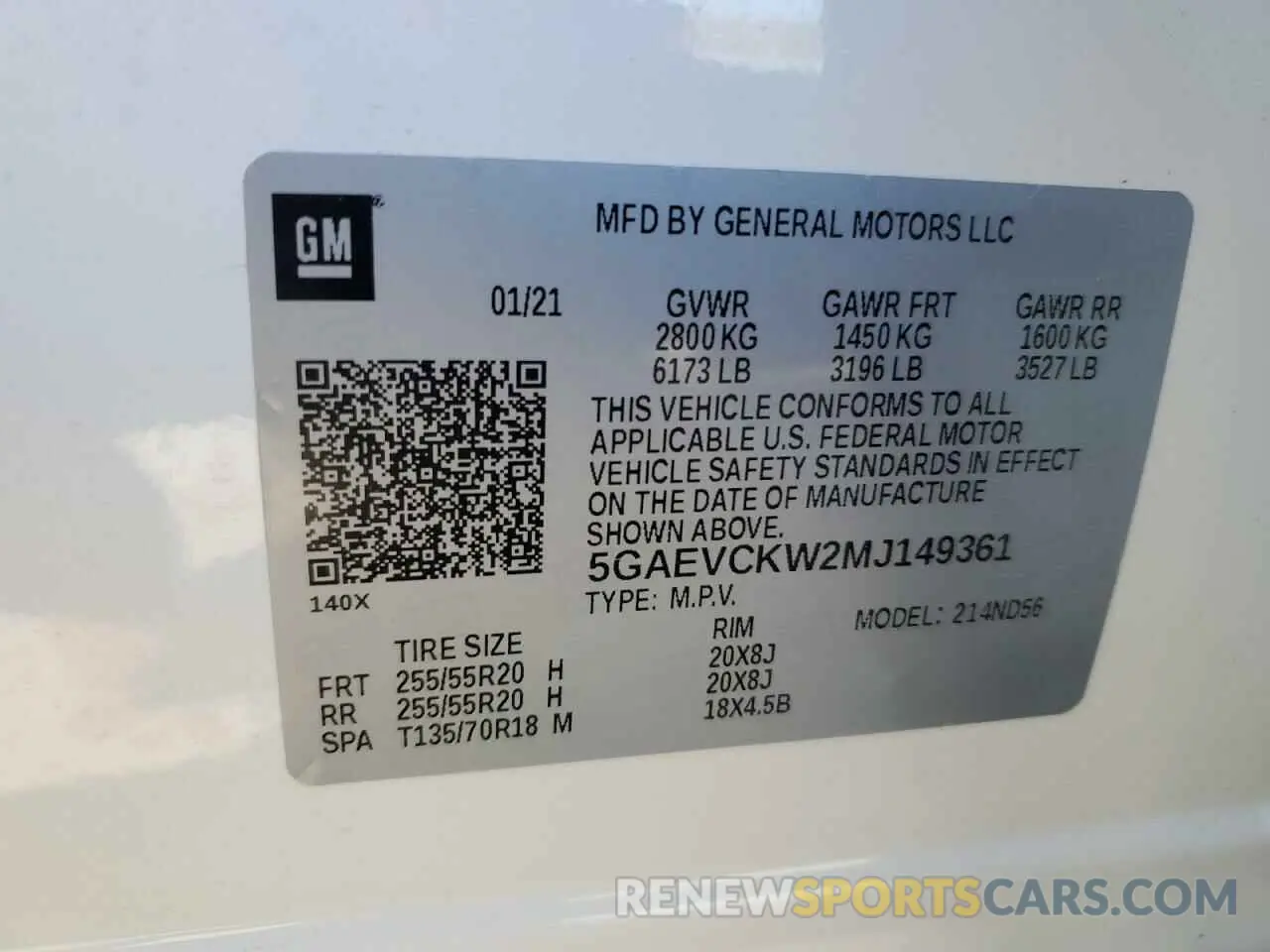 16 Photograph of a damaged car 5GAEVCKW2MJ149361 BUICK ENCLAVE 2021