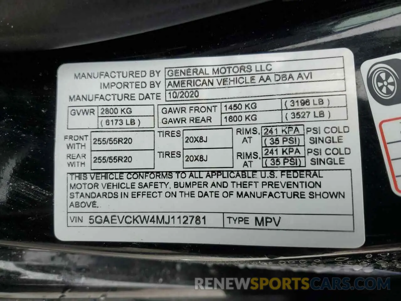 14 Photograph of a damaged car 5GAEVCKW4MJ112781 BUICK ENCLAVE 2021