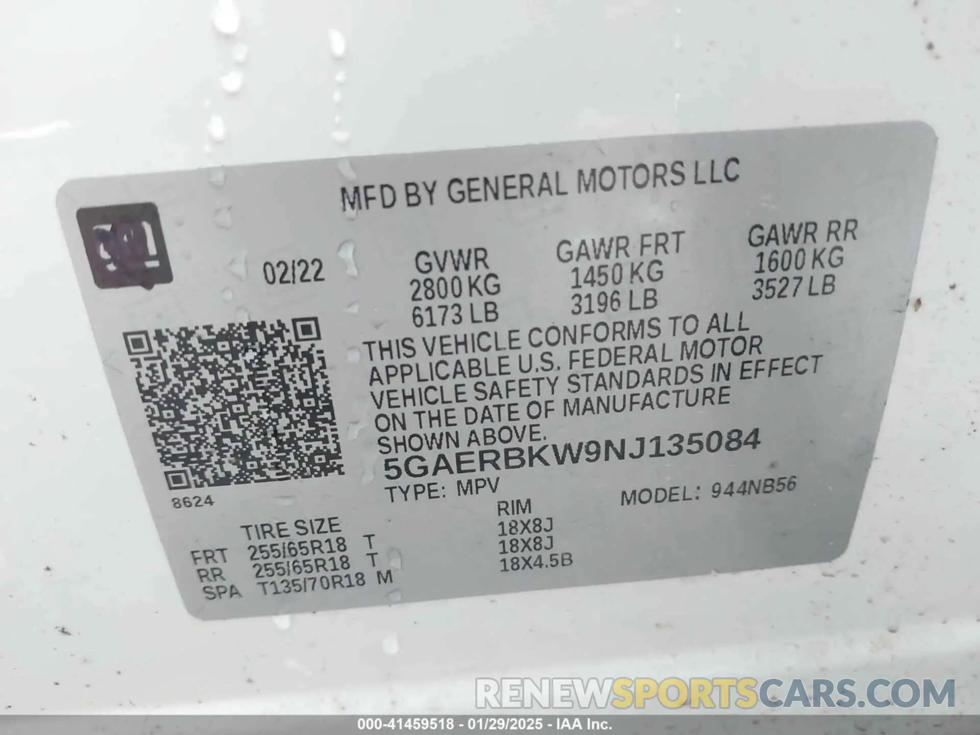 9 Photograph of a damaged car 5GAERBKW9NJ135084 BUICK ENCLAVE 2022