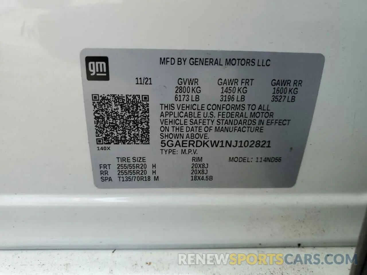 15 Photograph of a damaged car 5GAERDKW1NJ102821 BUICK ENCLAVE 2022