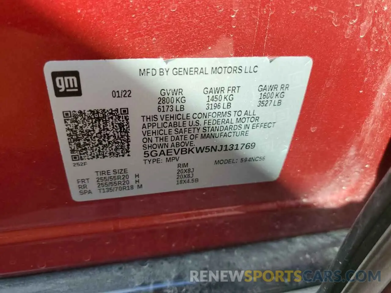 13 Photograph of a damaged car 5GAEVBKW5NJ131769 BUICK ENCLAVE 2022