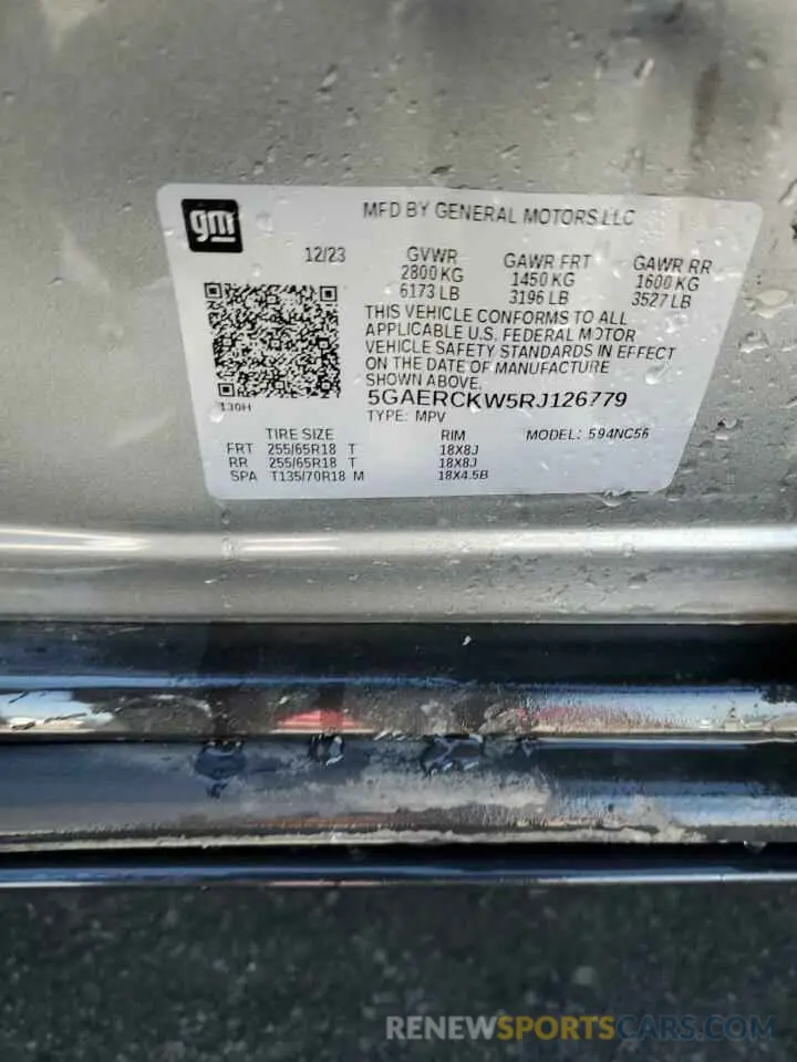 14 Photograph of a damaged car 5GAERCKW5RJ126779 BUICK ENCLAVE 2024