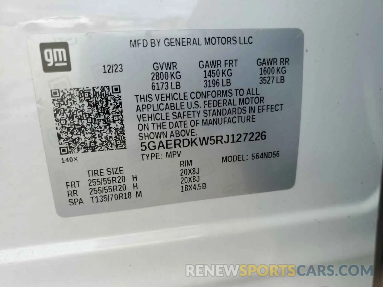 14 Photograph of a damaged car 5GAERDKW5RJ127226 BUICK ENCLAVE 2024
