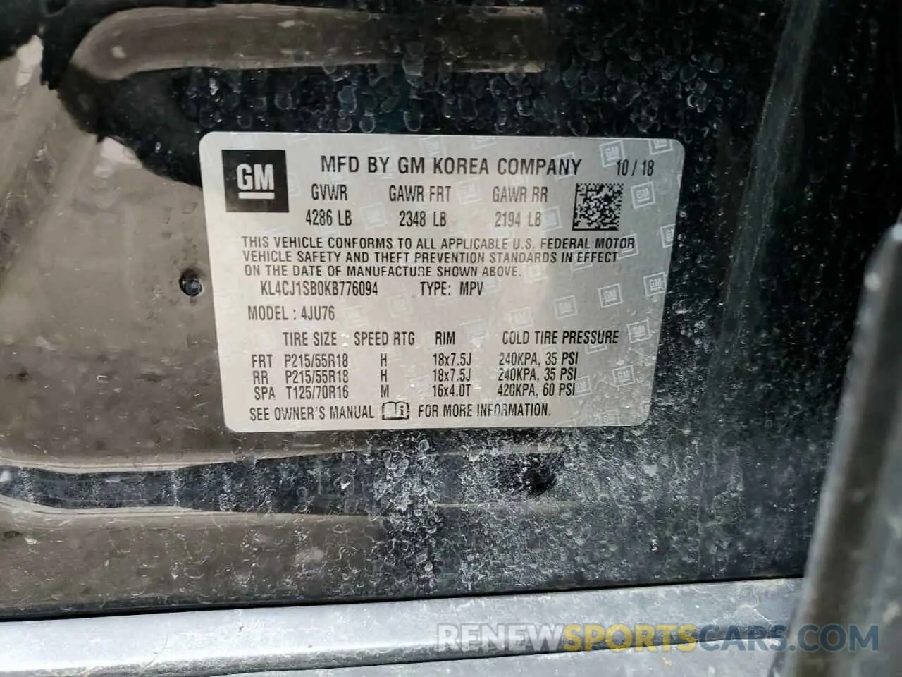15 Photograph of a damaged car KL4CJ1SB0KB776094 BUICK ENCORE 2019
