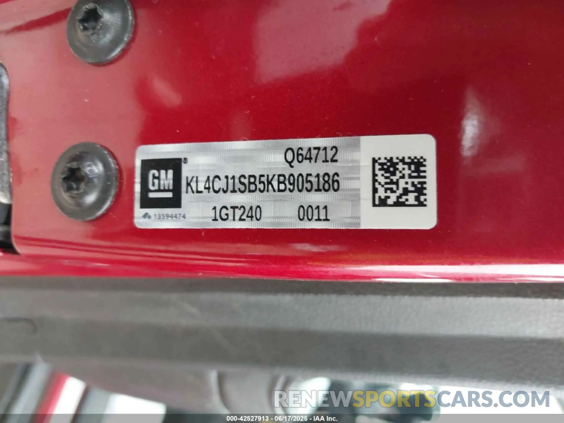 9 Photograph of a damaged car KL4CJ1SB5KB905186 BUICK ENCORE 2019