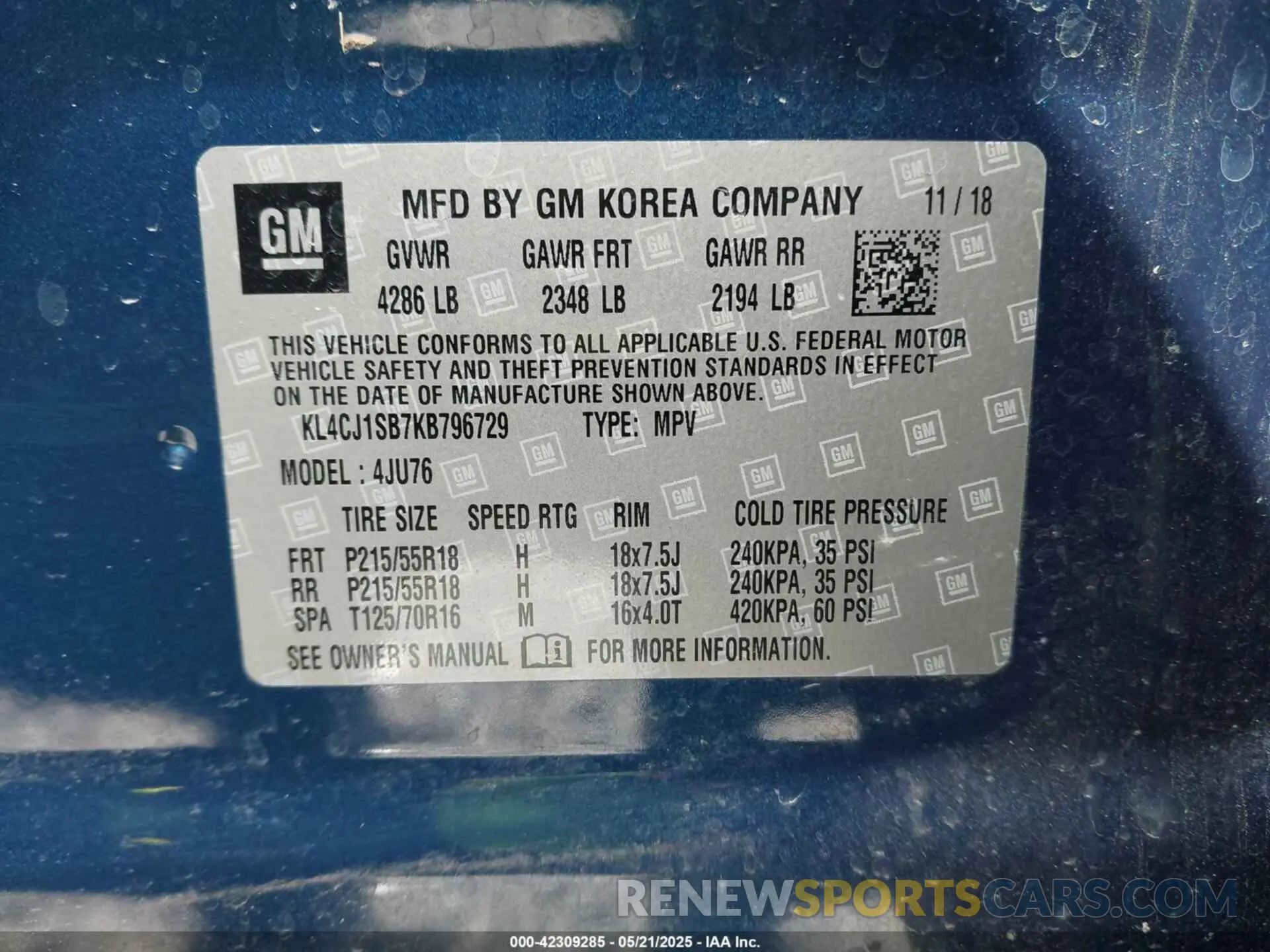 9 Photograph of a damaged car KL4CJ1SB7KB796729 BUICK ENCORE 2019