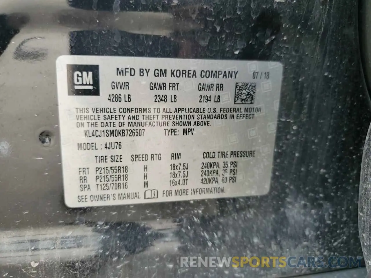 13 Photograph of a damaged car KL4CJ1SM0KB726507 BUICK ENCORE 2019