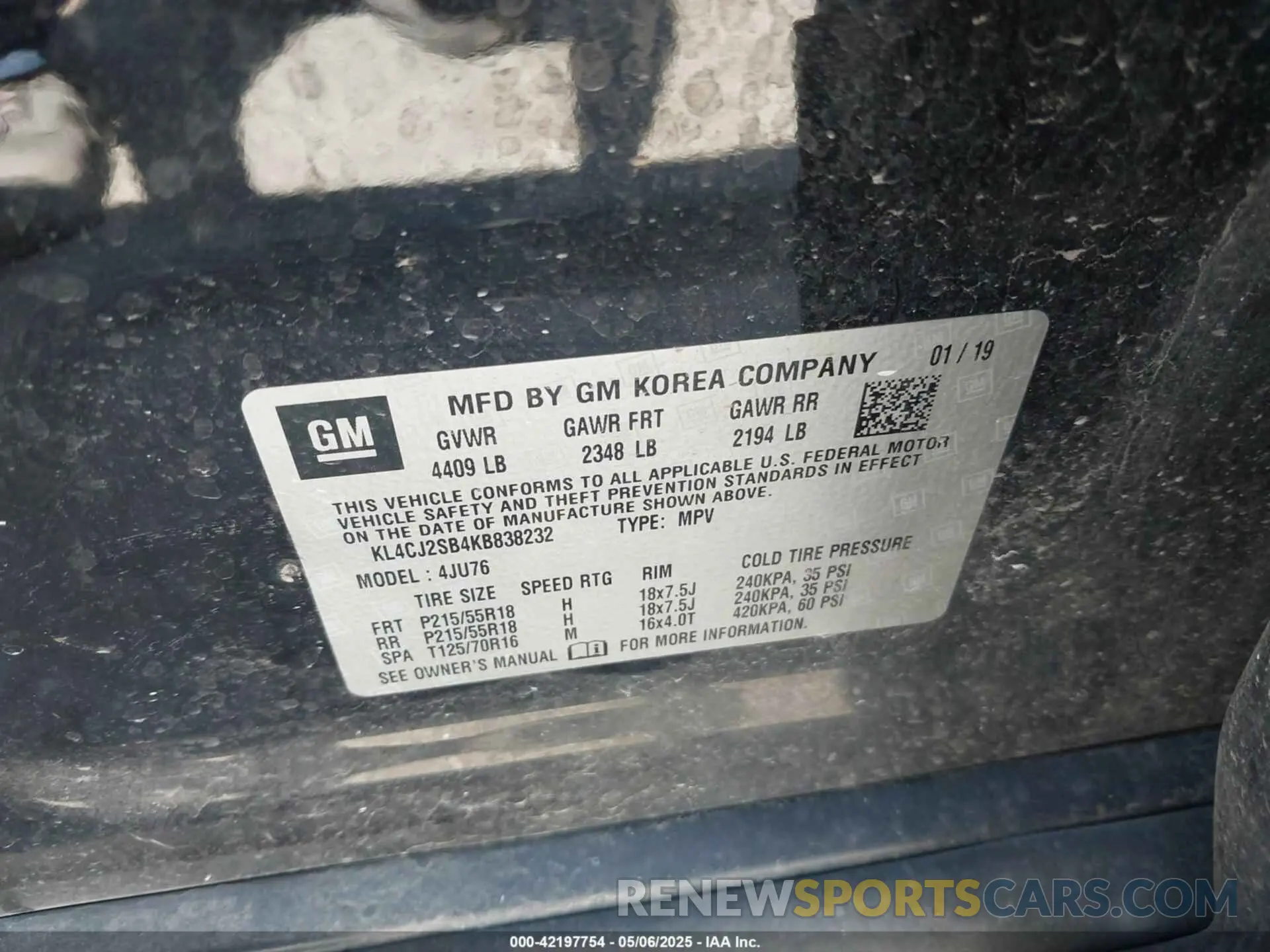 9 Photograph of a damaged car KL4CJ2SB4KB838232 BUICK ENCORE 2019