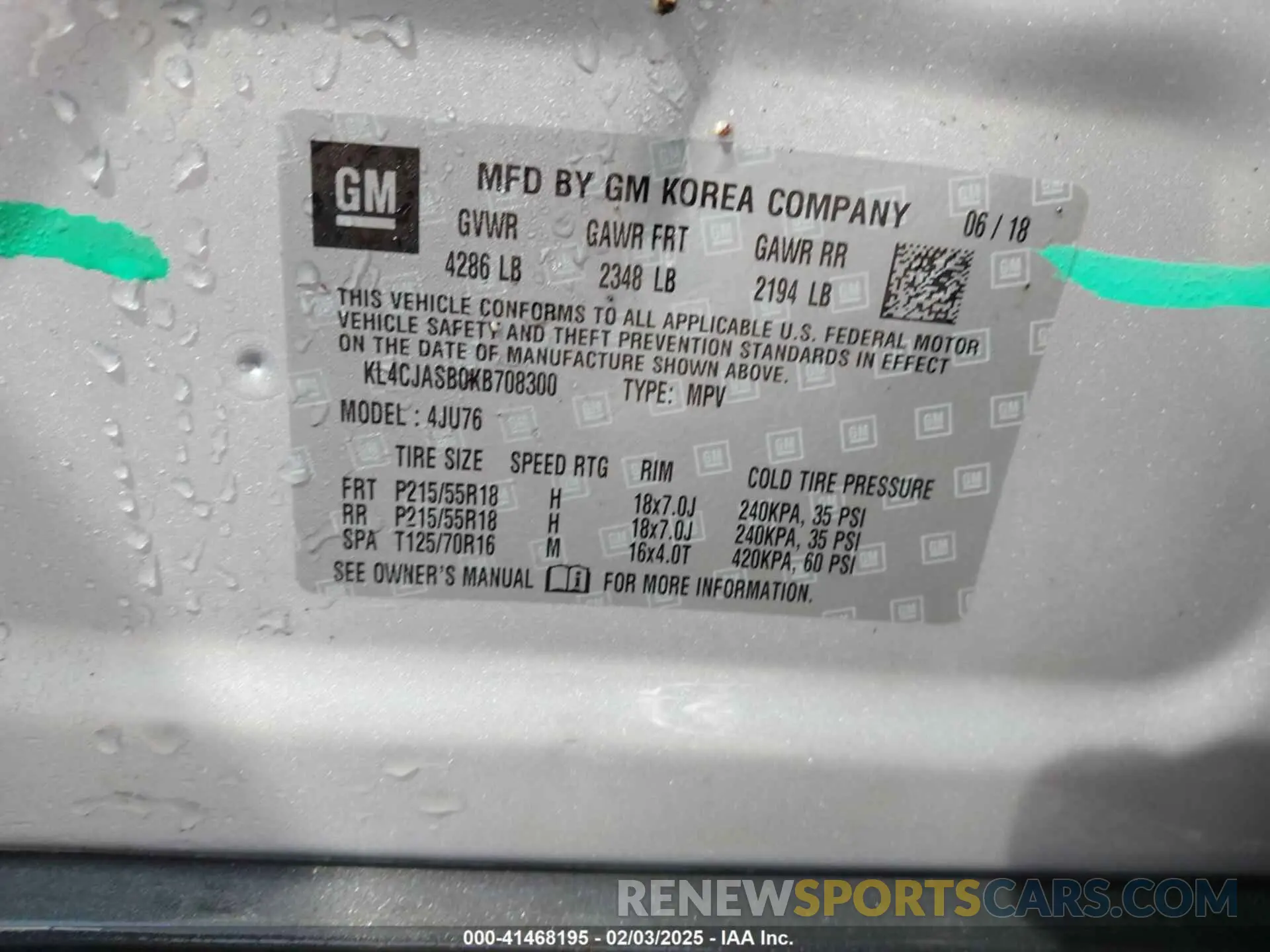 9 Photograph of a damaged car KL4CJASB0KB708300 BUICK ENCORE 2019