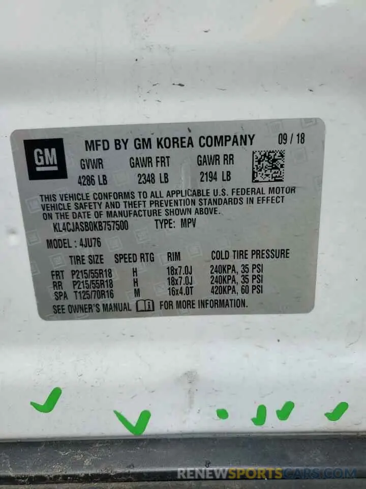 14 Photograph of a damaged car KL4CJASB0KB757500 BUICK ENCORE 2019