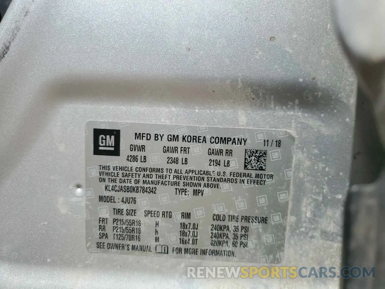 13 Photograph of a damaged car KL4CJASB0KB784342 BUICK ENCORE 2019