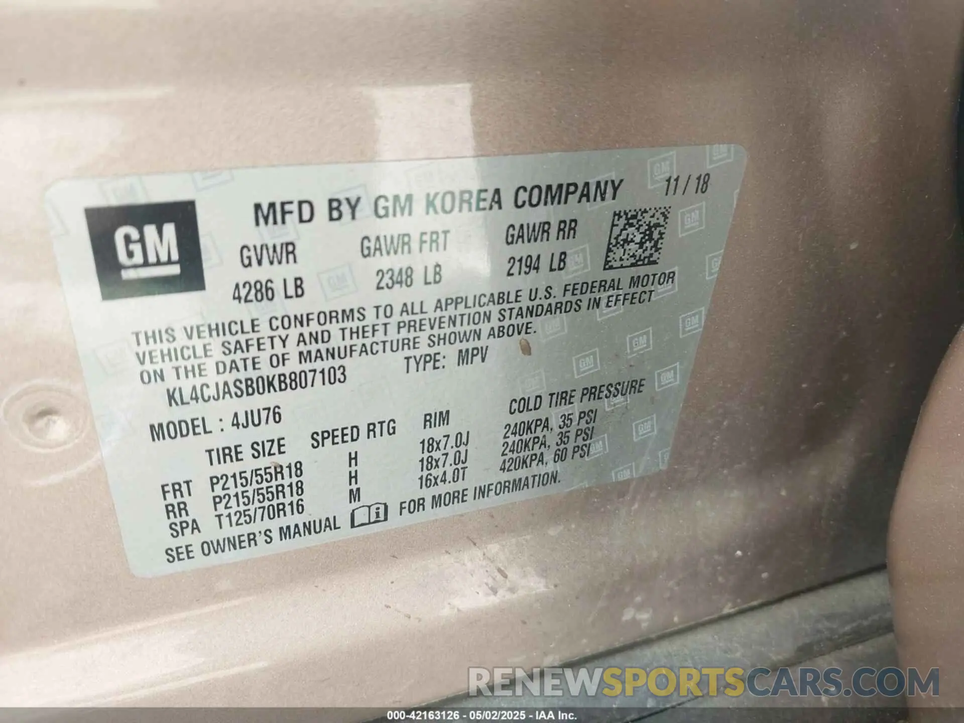 9 Photograph of a damaged car KL4CJASB0KB807103 BUICK ENCORE 2019