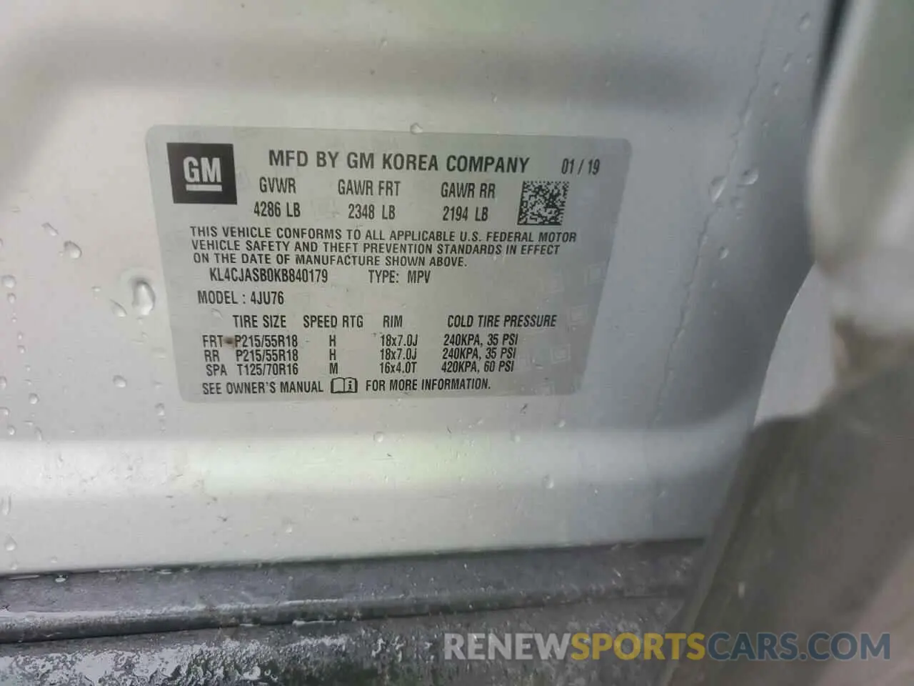 12 Photograph of a damaged car KL4CJASB0KB840179 BUICK ENCORE 2019