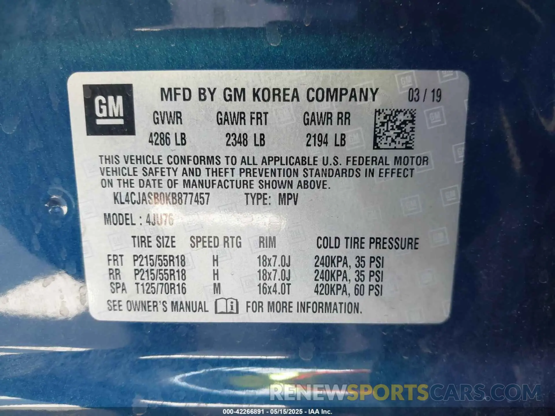 9 Photograph of a damaged car KL4CJASB0KB877457 BUICK ENCORE 2019